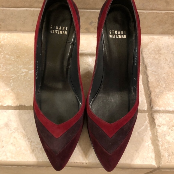STUART WEITZMAN “StitchUp” Scarlet suede pumps - Picture 2 of 7